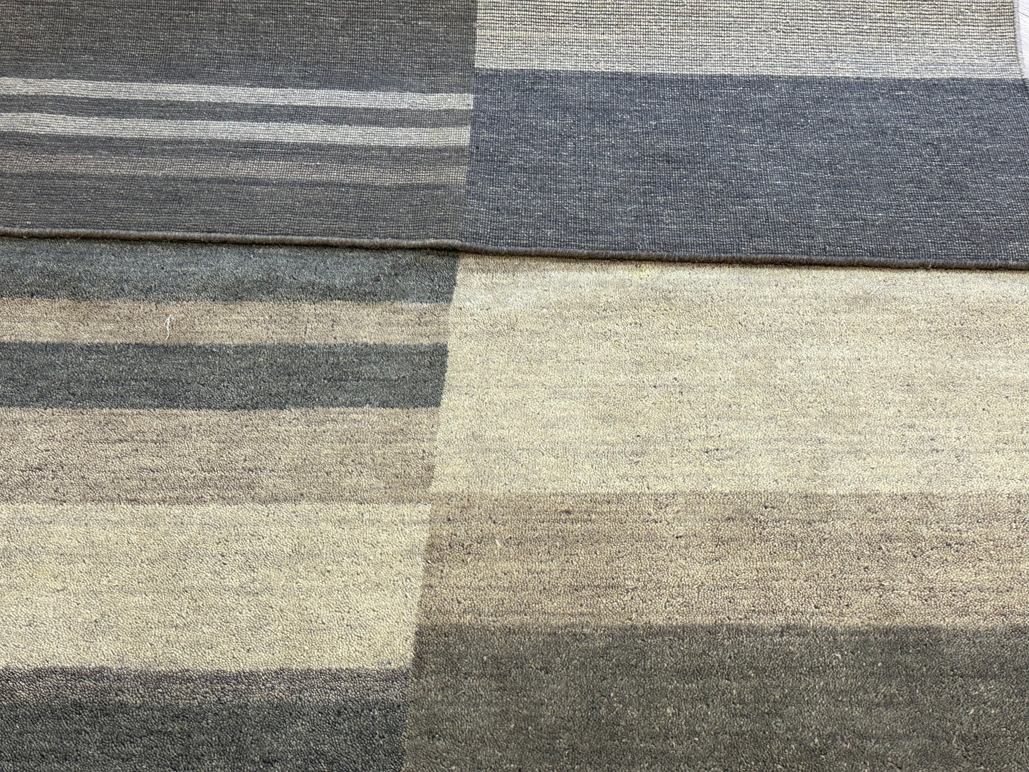 Gabbeh Teppich Schurwolle mit modernem Streifen Blockdesign