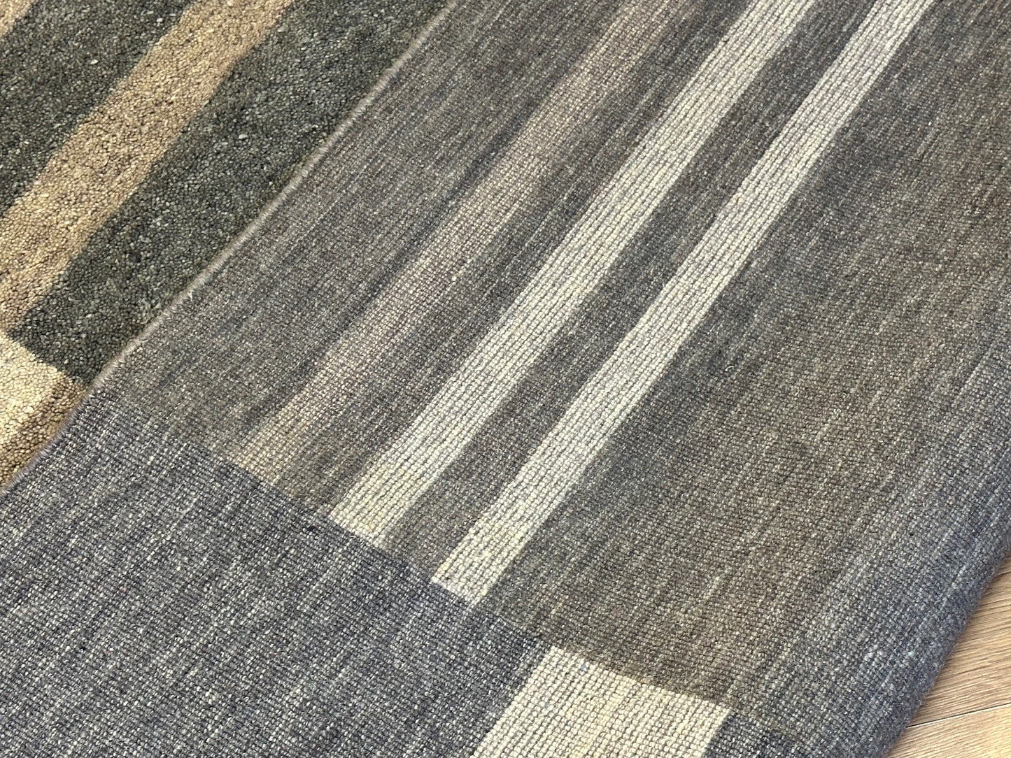 Gabbeh Teppich Schurwolle mit modernem Streifen Blockdesign