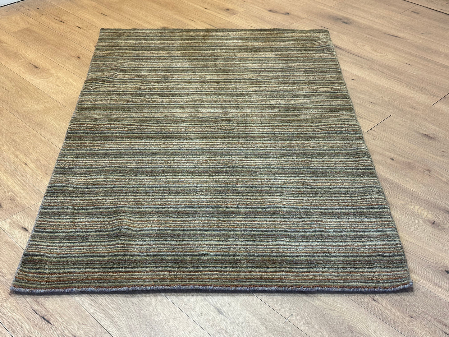 Gabbeh Teppich Schurwolle mit Streifenmuster in Naturfarben