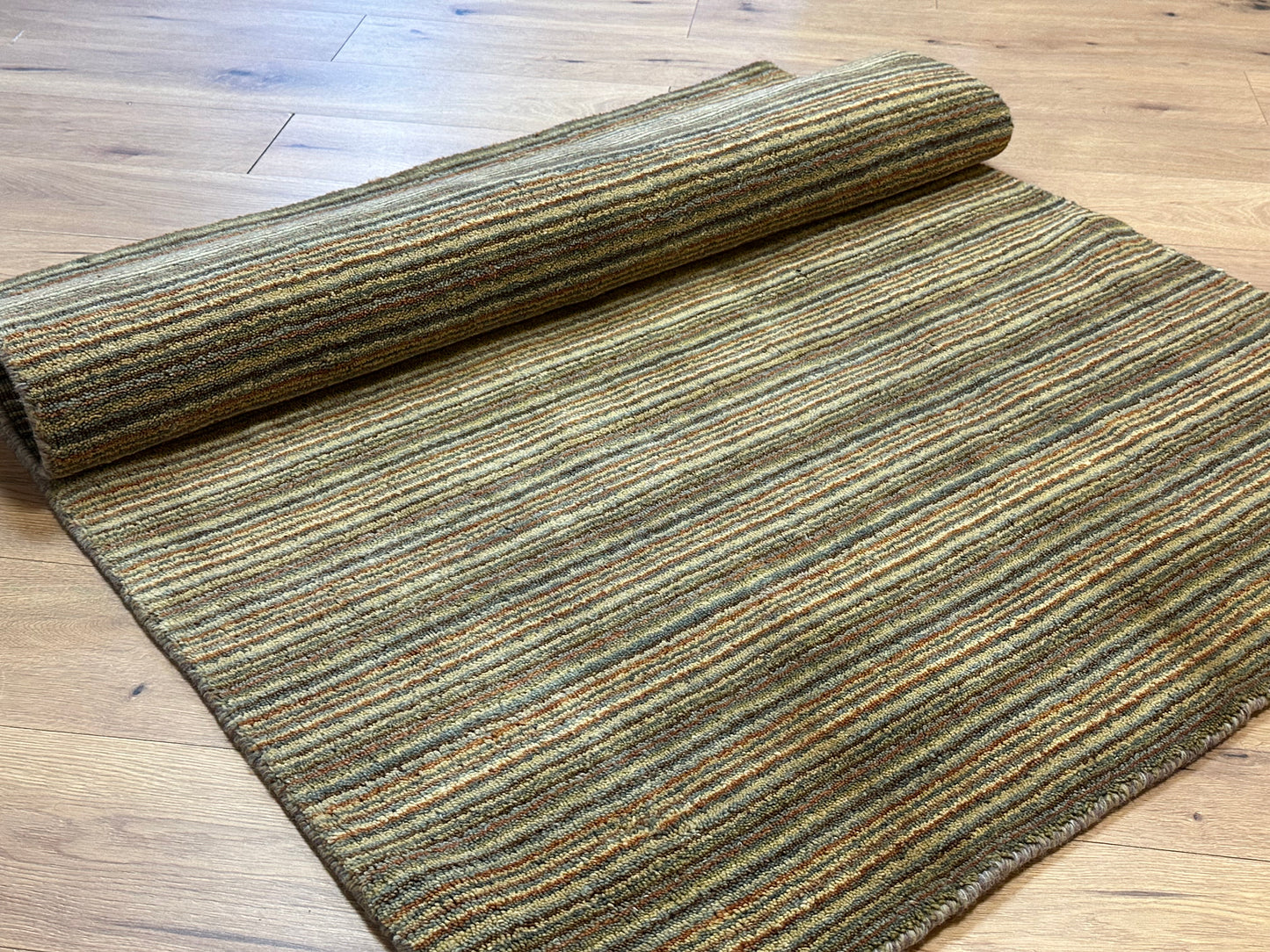 Gabbeh Teppich Schurwolle mit Streifenmuster in Naturfarben