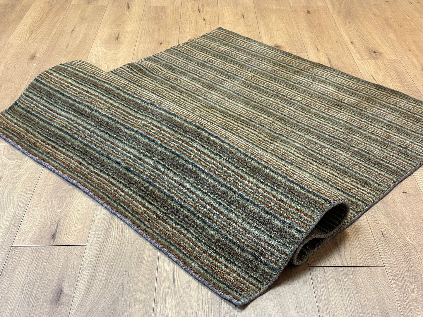 Gabbeh Teppich Schurwolle mit Streifenmuster in Naturfarben