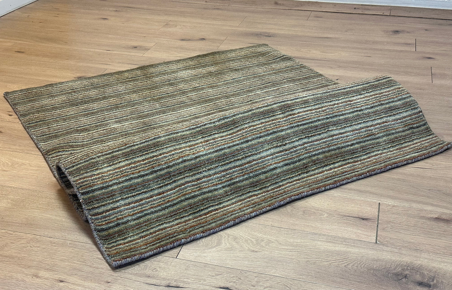 Gabbeh Teppich Schurwolle mit Streifenmuster in Naturfarben