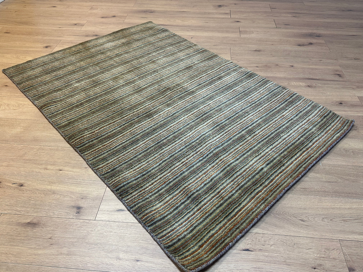 Gabbeh Teppich Schurwolle mit Streifenmuster in Naturfarben