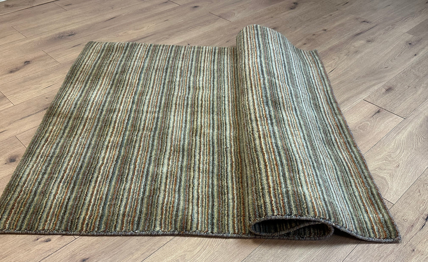 Gabbeh Teppich Schurwolle mit Streifenmuster in Naturfarben