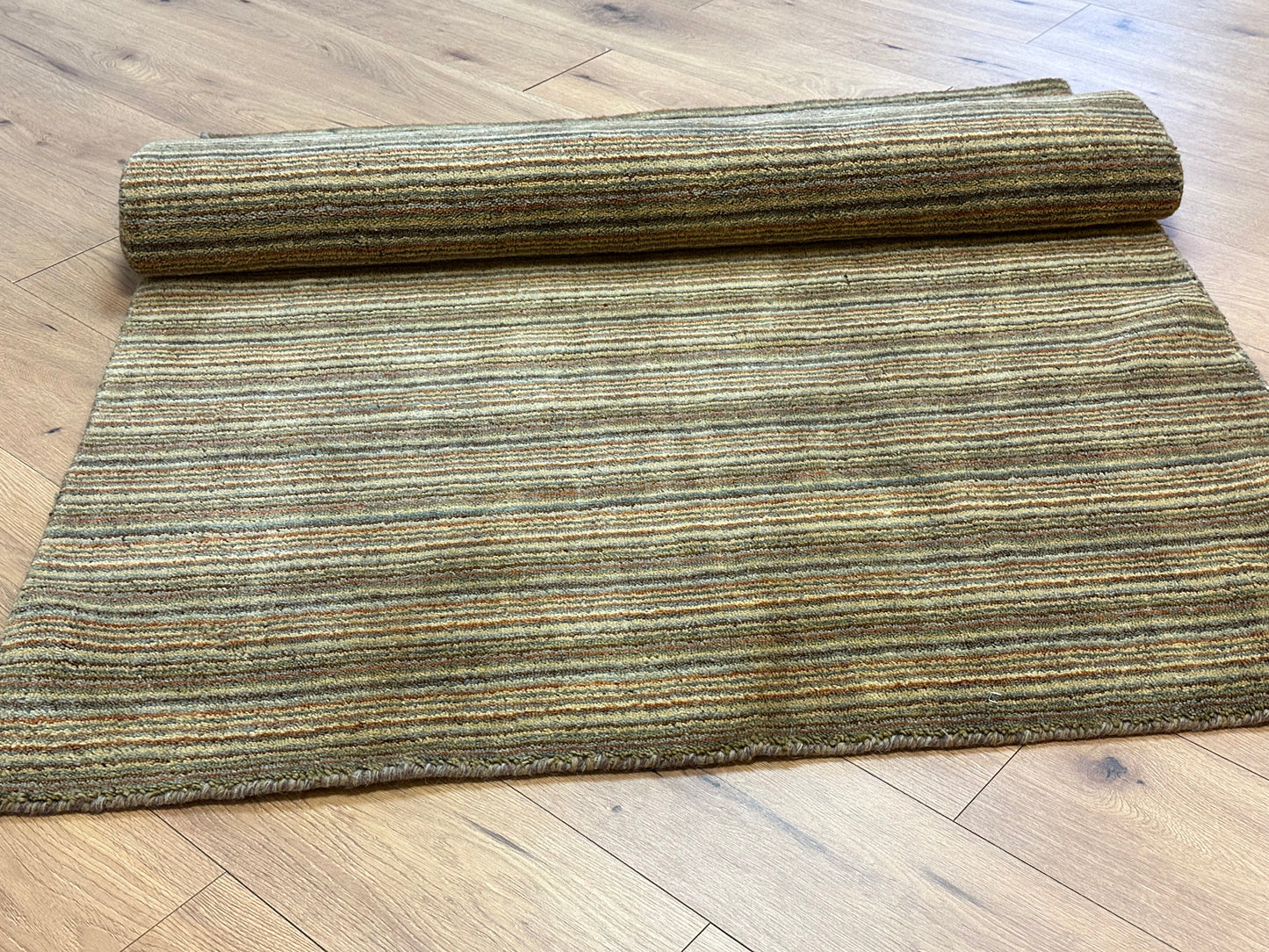 Gabbeh Teppich Schurwolle mit Streifenmuster in Naturfarben