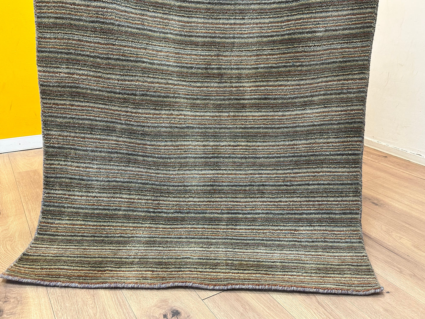 Gabbeh Teppich Schurwolle mit Streifenmuster in Naturfarben