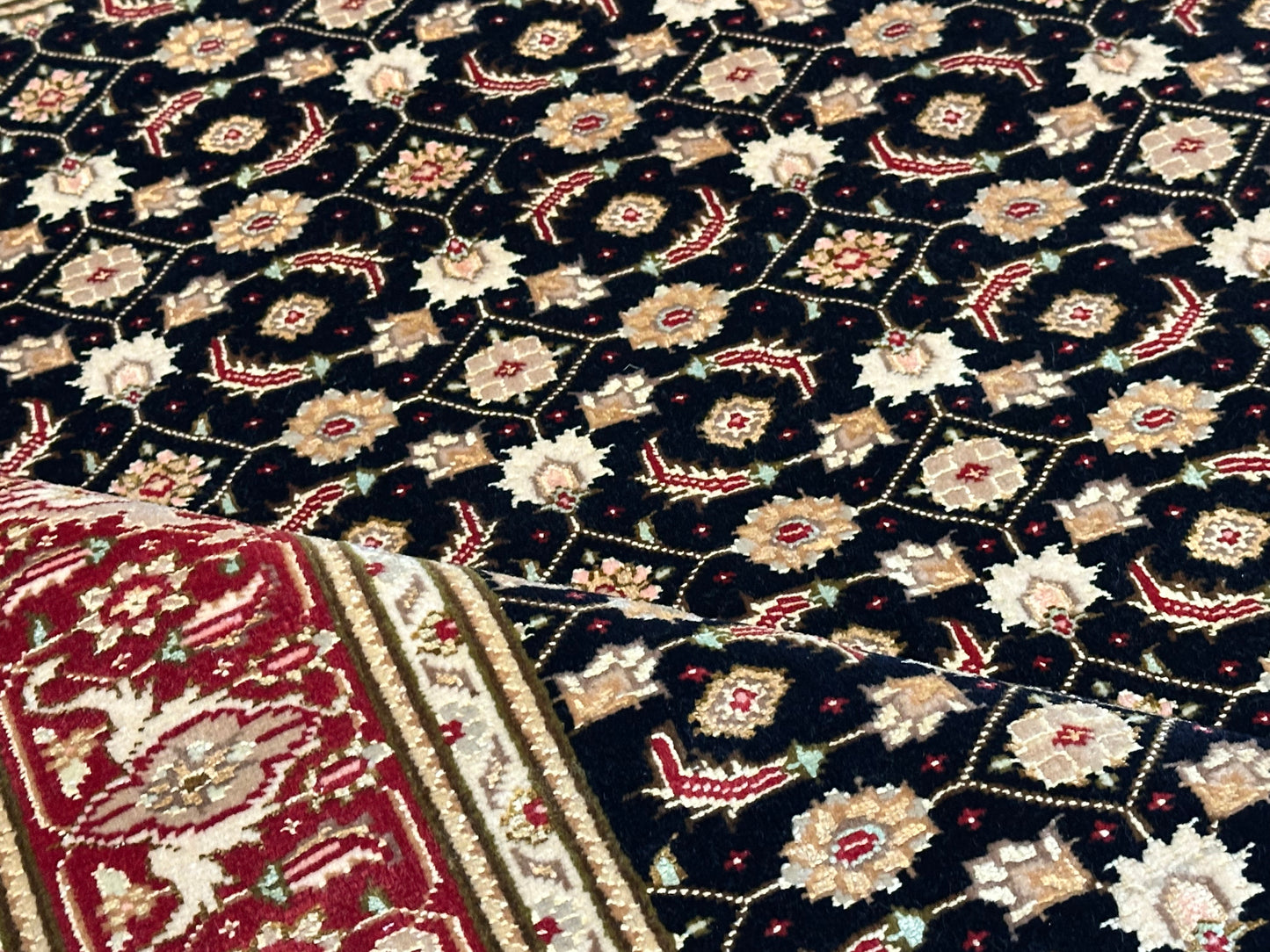 Orientteppich handgeknüpft Täbriz Mahi mit Seide 168 × 122 cm
