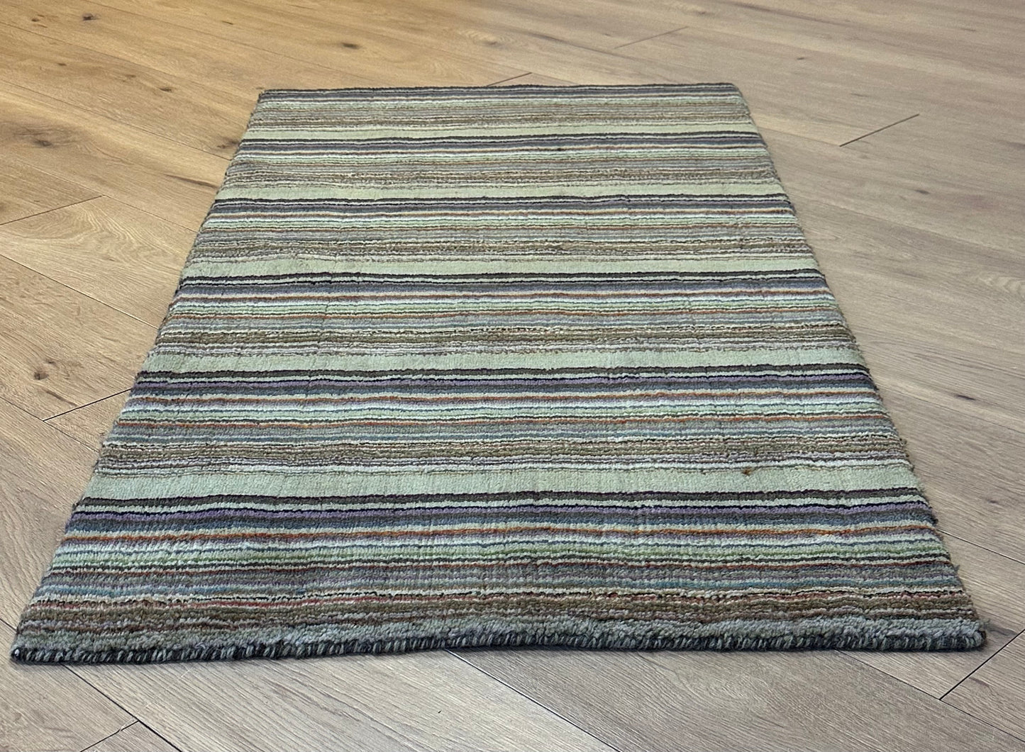 Gabbeh Teppich Schurwolle mit farbenfrohem Streifenmuster