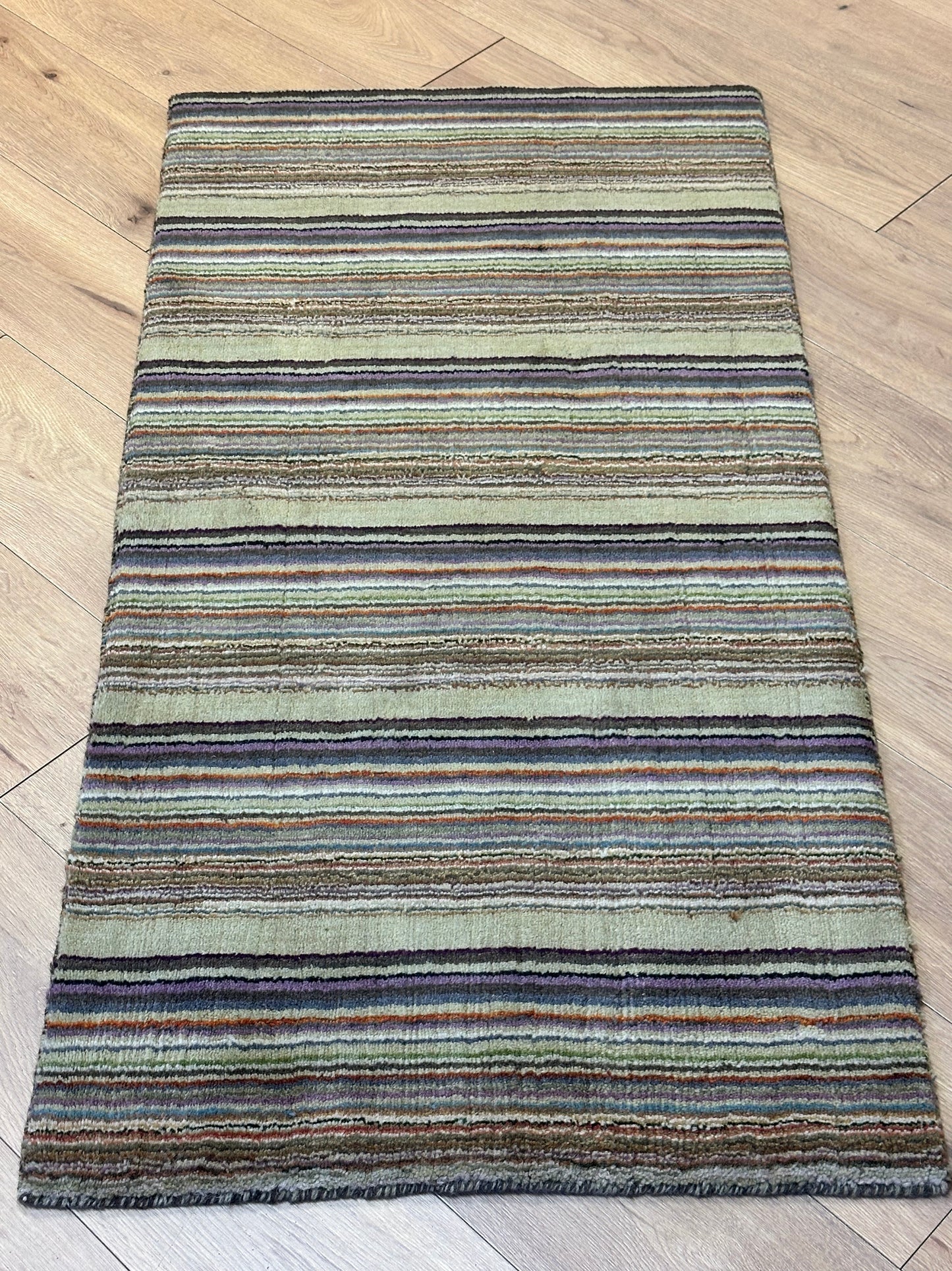 Gabbeh Teppich Schurwolle mit farbenfrohem Streifenmuster