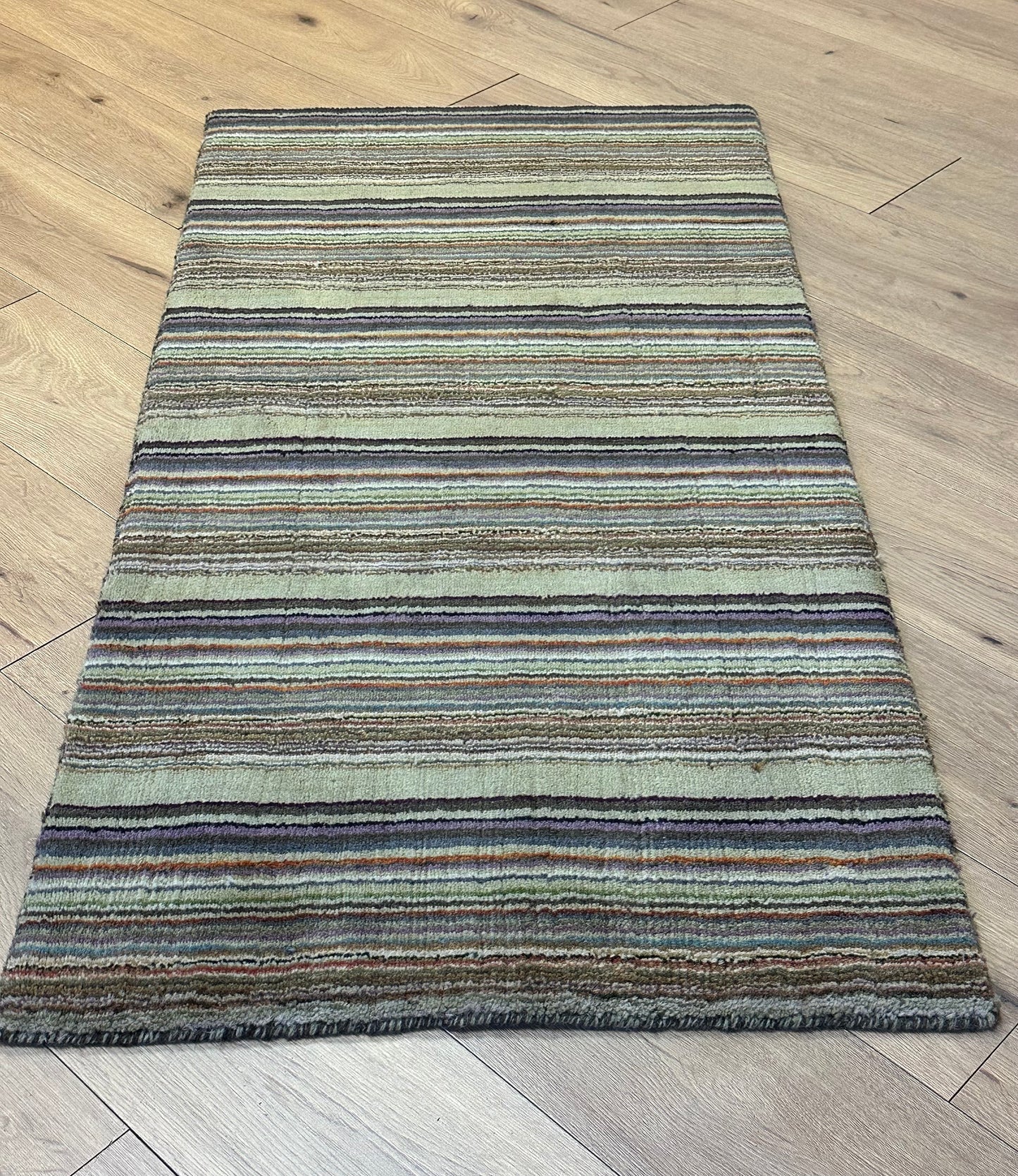 Gabbeh Teppich Schurwolle mit farbenfrohem Streifenmuster