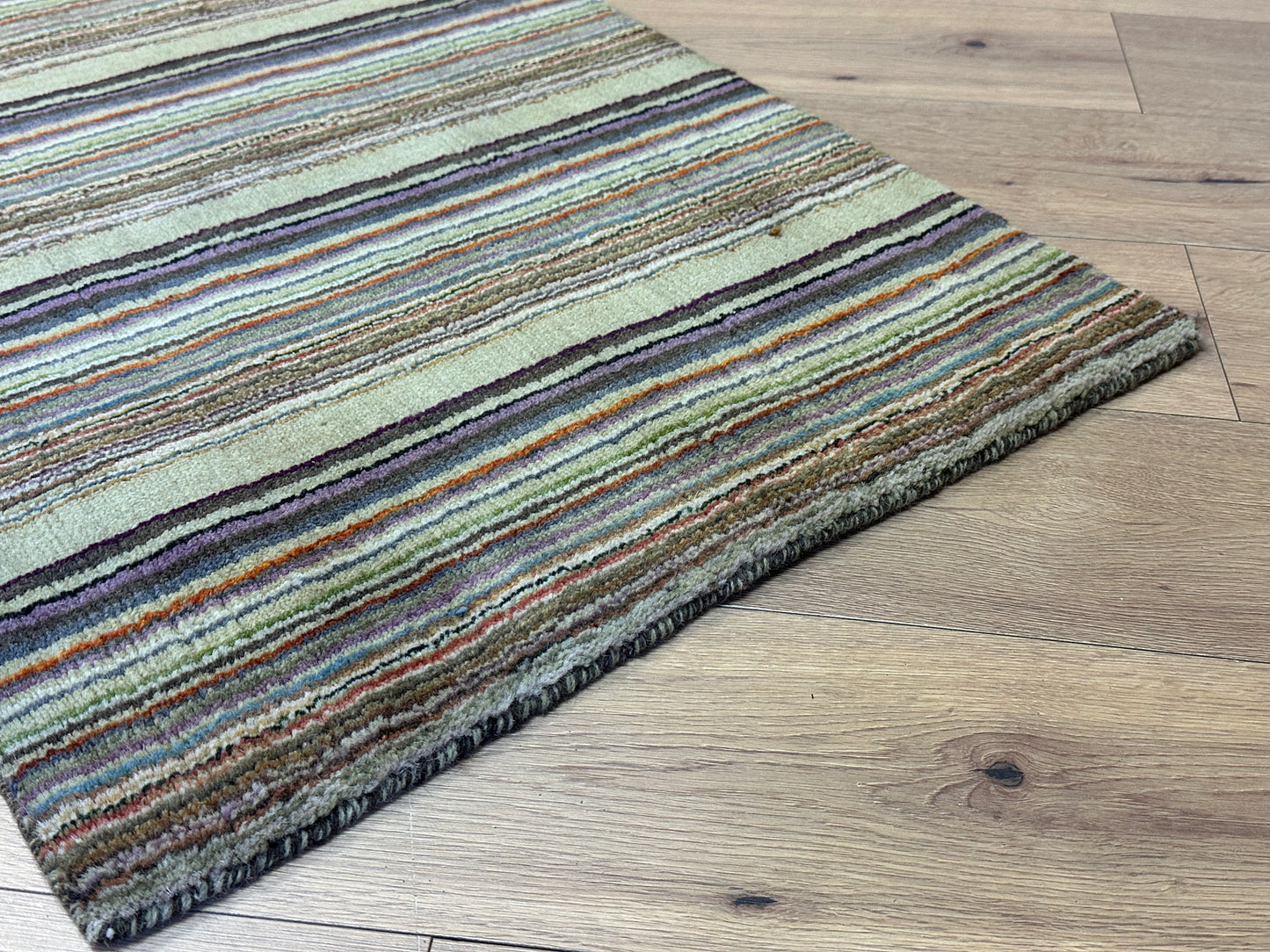 Gabbeh Teppich Schurwolle mit farbenfrohem Streifenmuster