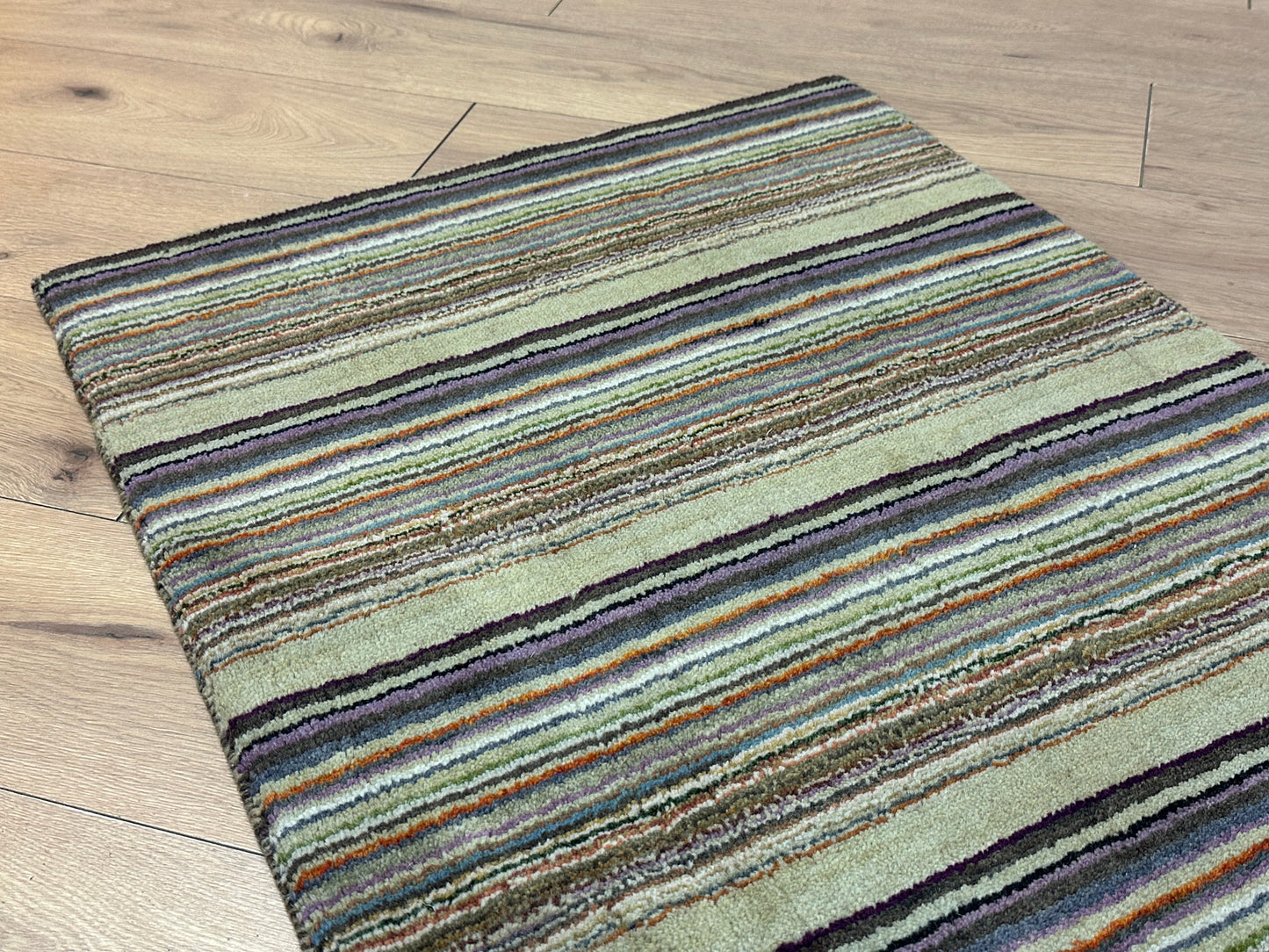 Gabbeh Teppich Schurwolle mit farbenfrohem Streifenmuster