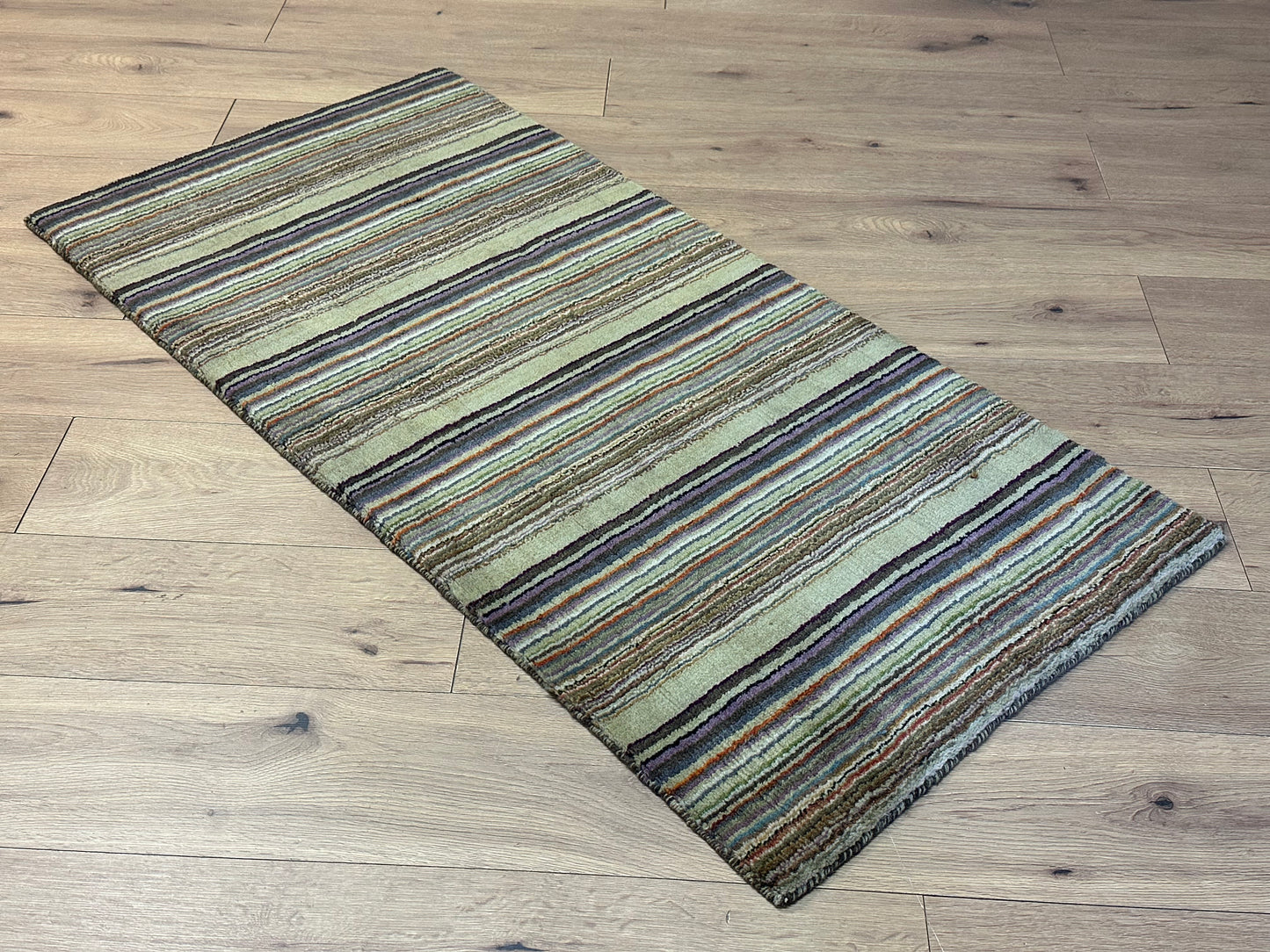 Gabbeh Teppich Schurwolle mit farbenfrohem Streifenmuster