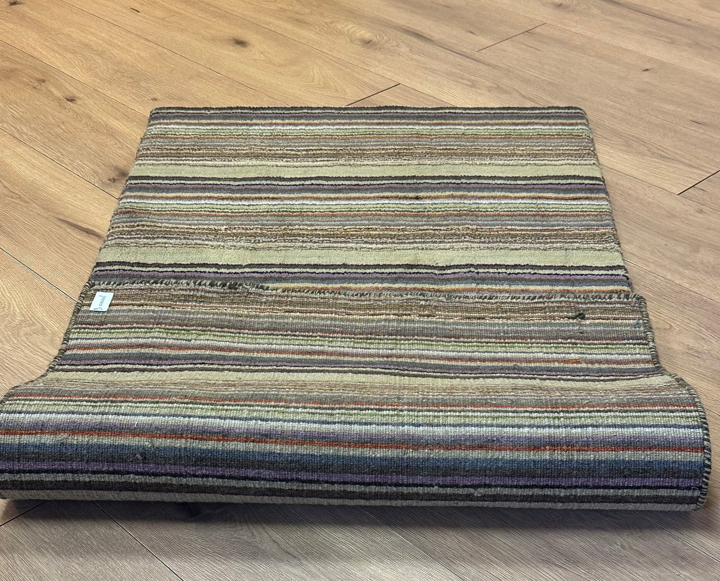 Gabbeh Teppich Schurwolle mit farbenfrohem Streifenmuster