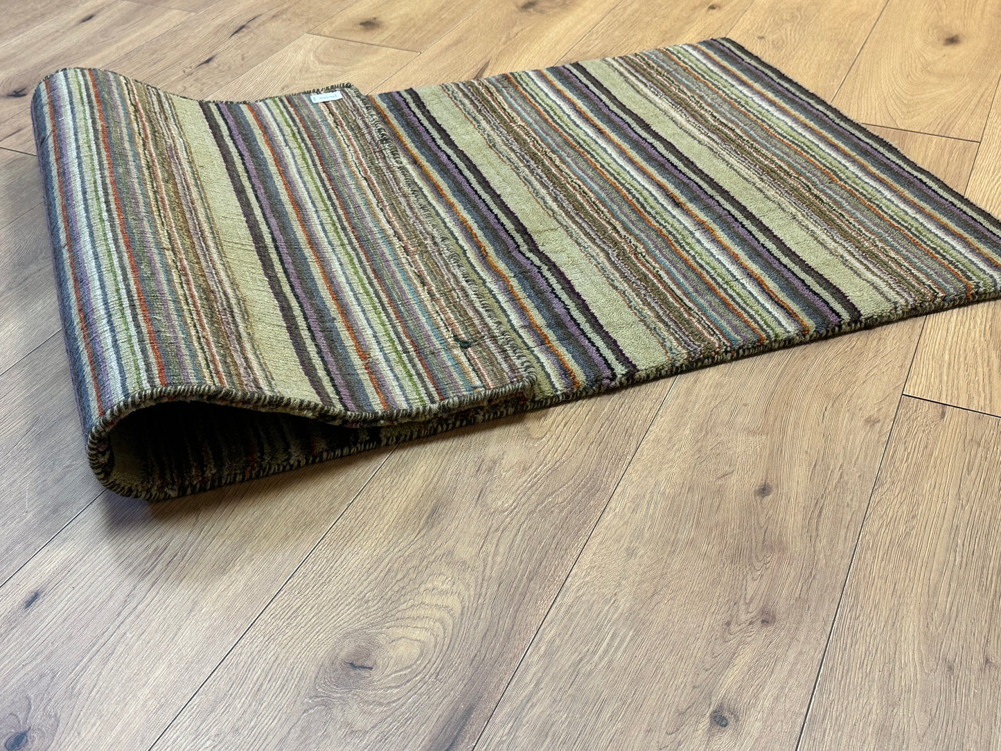 Gabbeh Teppich Schurwolle mit farbenfrohem Streifenmuster