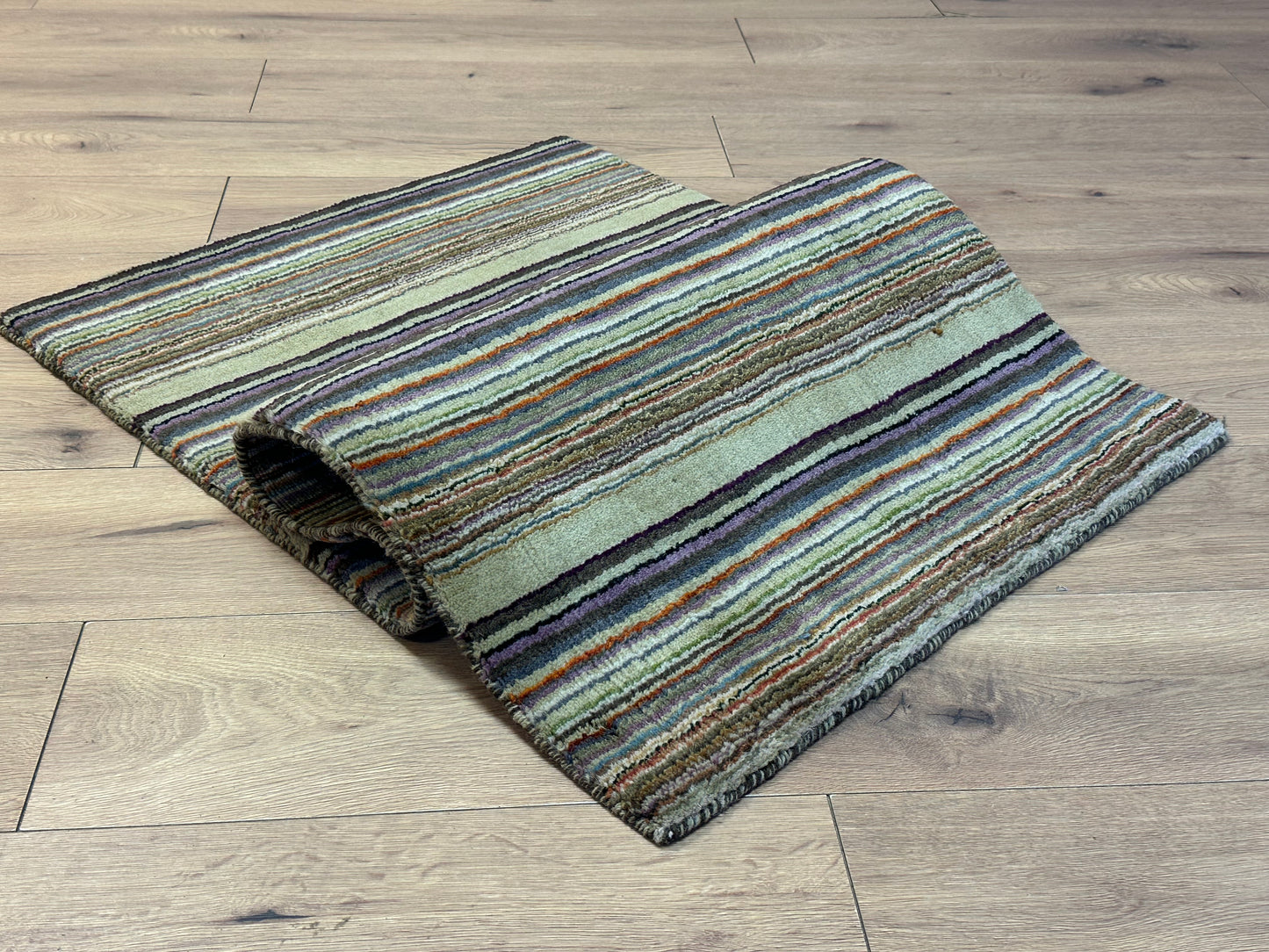 Gabbeh Teppich Schurwolle mit farbenfrohem Streifenmuster