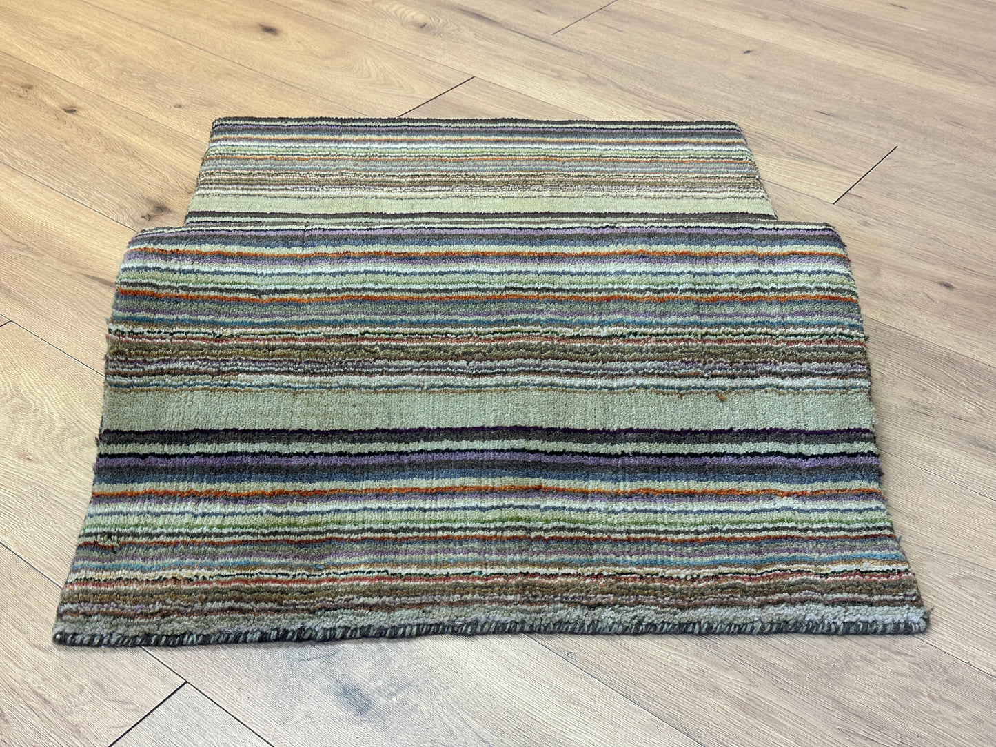 Gabbeh Teppich Schurwolle mit farbenfrohem Streifenmuster