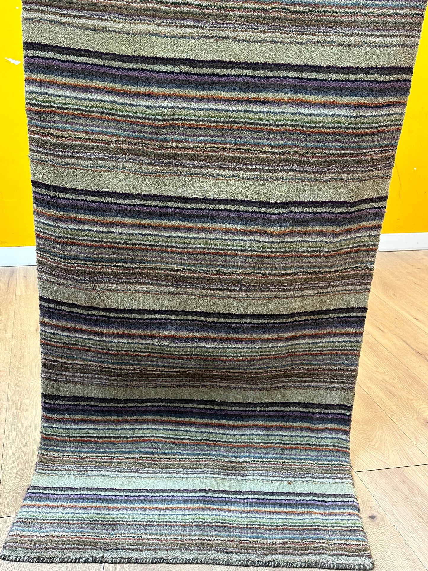 Gabbeh Teppich Schurwolle mit farbenfrohem Streifenmuster