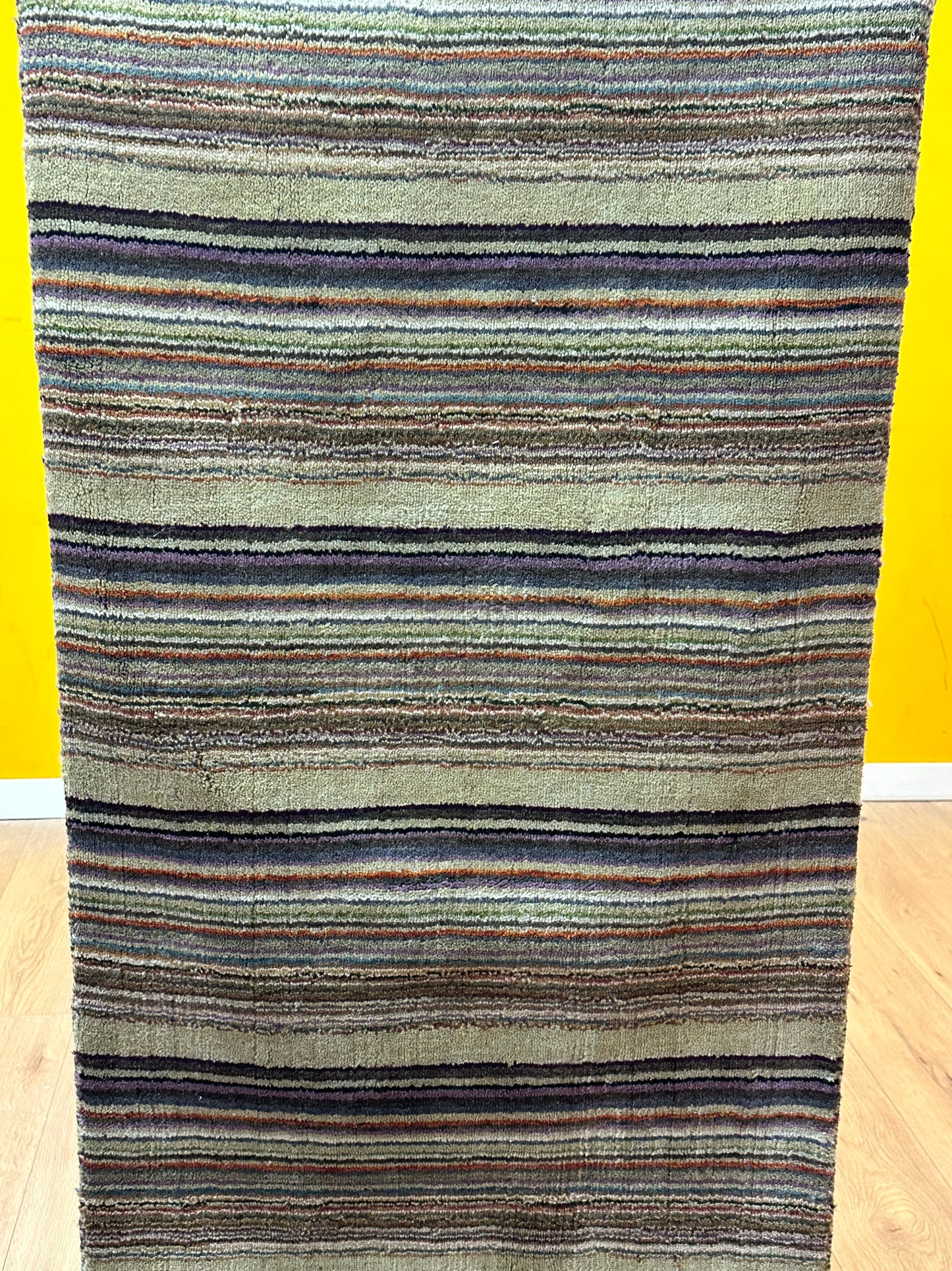 Gabbeh Teppich Schurwolle mit farbenfrohem Streifenmuster