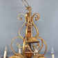 Kronleuchter Holz Metall Gold Florentiner Stil 8 flammig Deckenlampe Antik