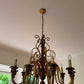 Kronleuchter Holz Metall Gold Florentiner Stil 8 flammig Deckenlampe Antik