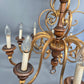 Kronleuchter Holz Metall Gold Florentiner Stil 8 flammig Deckenlampe Antik
