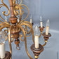Kronleuchter Holz Metall Gold Florentiner Stil 8 flammig Deckenlampe Antik