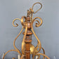 Kronleuchter Holz Metall Gold Florentiner Stil 8 flammig Deckenlampe Antik