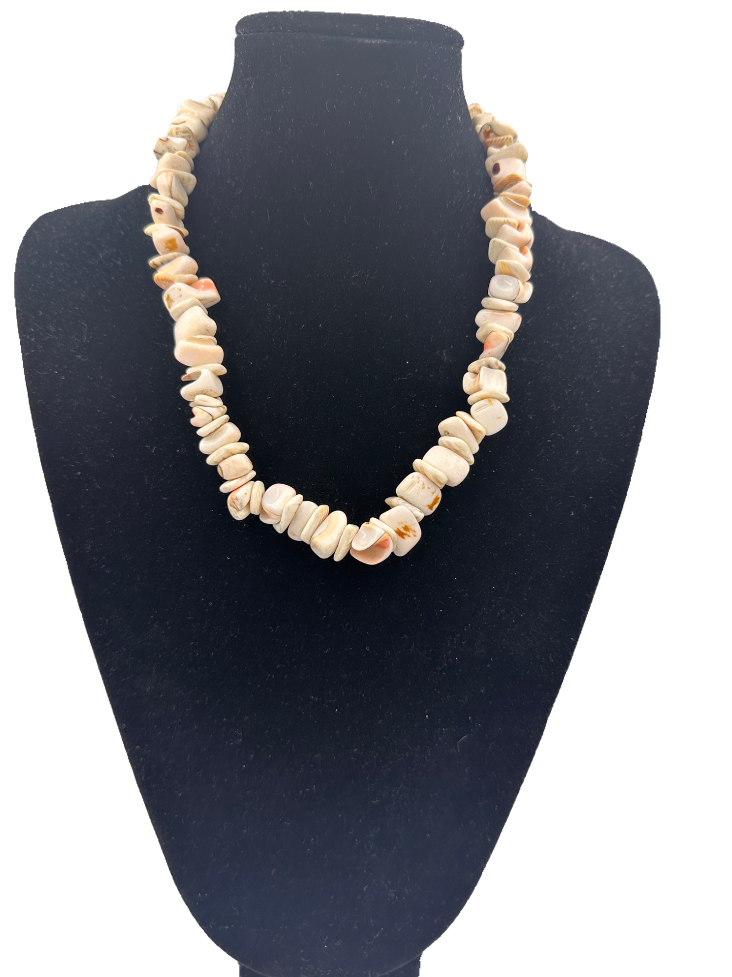 Vintage Muschel Perlenkette mit silberfarbenem Schraubverschluss
